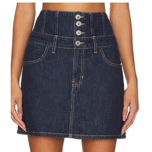 New RE/DONE Corset Mini Skirt in Indigo Flow Denim Womens (26) Small Defect-$285